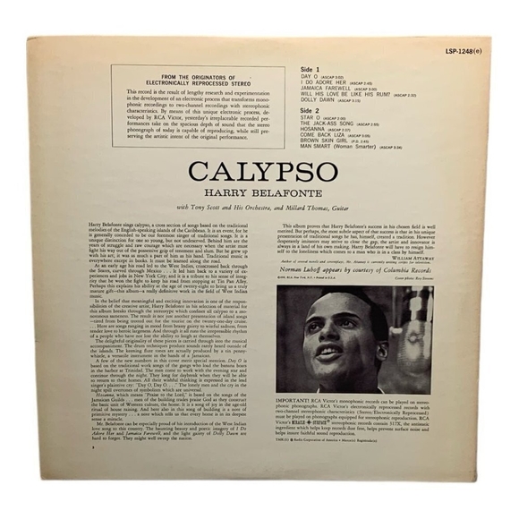 LP Harry Belafonte - Calypso Vinyl Record - Picture 2 of 2